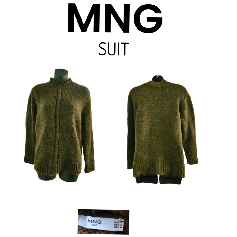 MNG SUIT GREEN MOCK TURTLE NECK SWEATER SIZE S - Picture 1 of 4